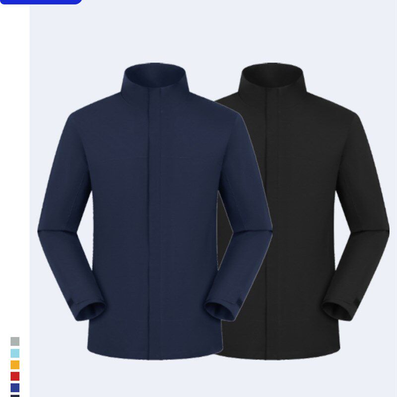 立领纯色防静电冲锋衣定制工作服外套印logo户外登山情侣装风衣服