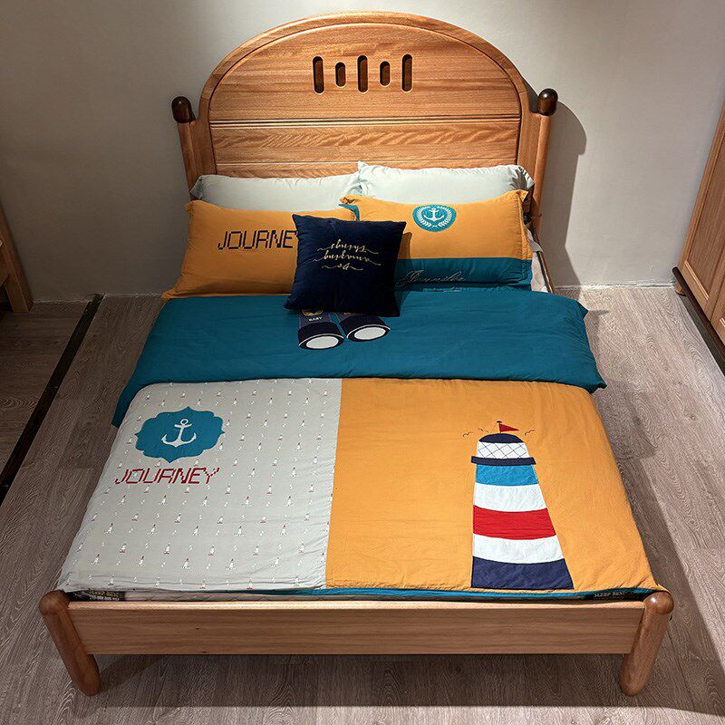 红檀木青少年儿童全实木单床木蜡油零甲醛环保男孩女U孩高箱1.5米