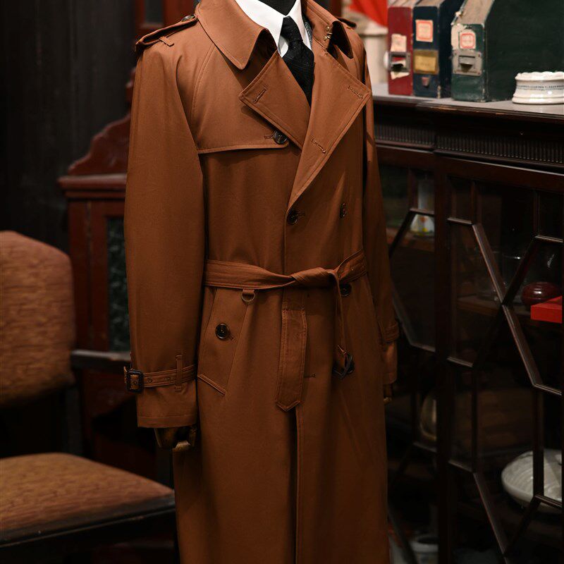 春秋男士英伦风加m长款战壕风衣双排扣商务休闲插肩袖大衣