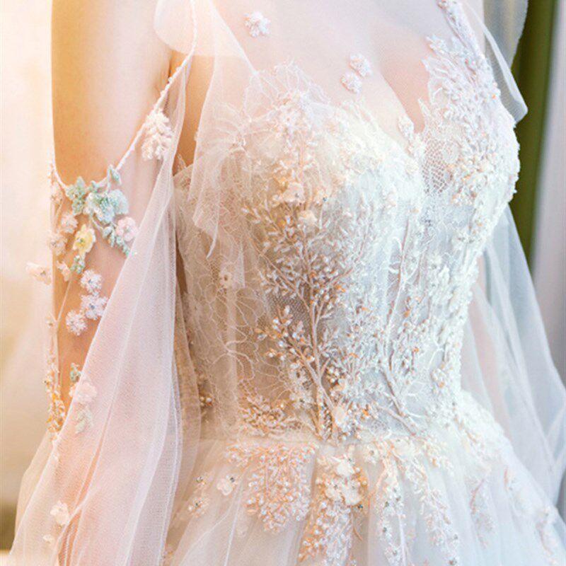 轻婚纱2021新款新娘夏季法式主拖尾简约大气公主风2020气质礼服裙