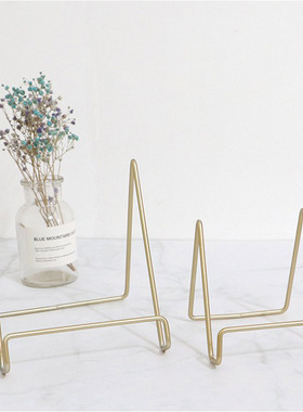 简约金属铁e艺置物架钟表玻璃板桌面瓷圆摆盘相框奖牌展示托支架