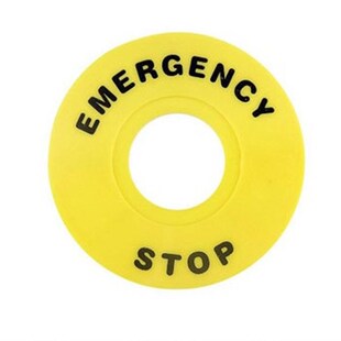 安装孔22mm 外径60mm 急停按钮标牌 黄牌警示告圈EMERGENCY STOP