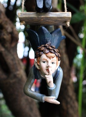 倒立精灵树脂f摆件户外创意品大树装饰吊饰旅游风景区幼儿园装饰