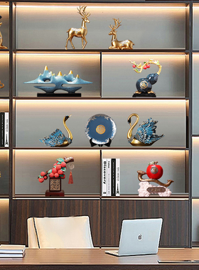 新中式轻c奢高档摆件家居客厅软装领导办公室酒柜书柜工艺品装饰