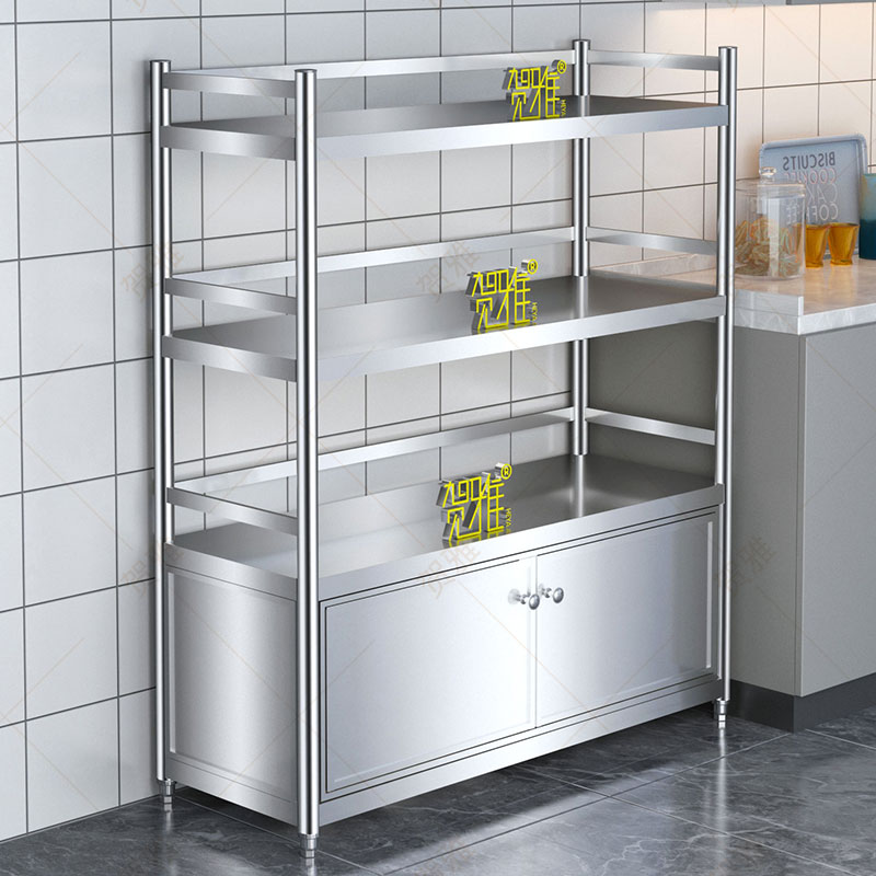 不锈钢厨房橱柜储物柜家用带门微波炉置物架K碗架收纳架40宽餐边