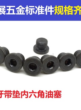 4.8级M8-M48公制JB1001细牙内六角带垫油塞内六角喉塞螺塞堵头闷