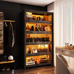 展示柜奢侈品包包收纳柜化妆品展示柜防尘玻璃展柜透明收纳柜家用