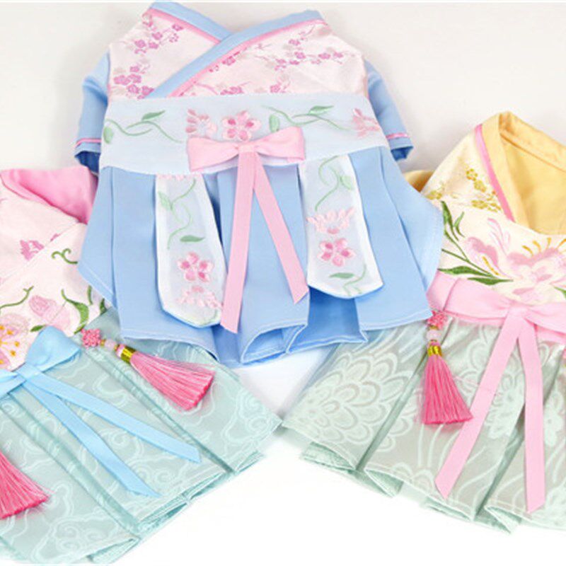 宠物狗狗猫咪汉服唐装裙子襦裙古装风衣服春夏秋薄款公主小型犬