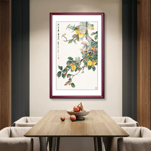 国画田世光花鸟画竖版玄关画中式客厅装J饰画餐厅挂画酒店大厅壁