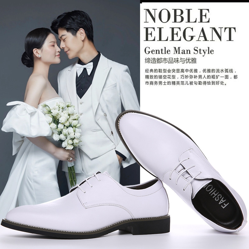 2023新郎结婚礼鞋韩版英伦春天男士商务休闲小白皮鞋青年西装伴郎