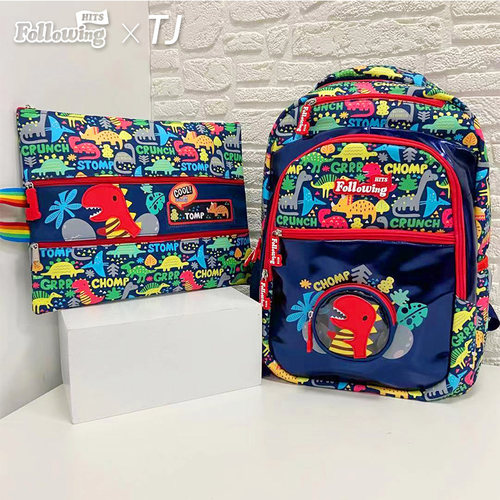 FH开学季玫红粉色学生儿童v轻便可爱减负降压双肩书包套装3-6年级