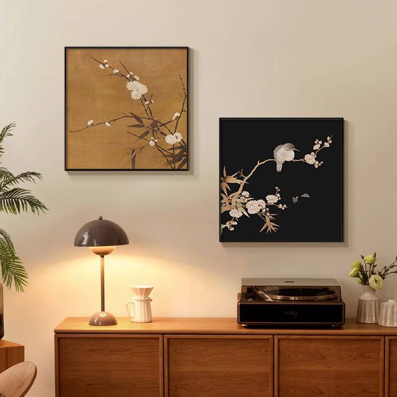 复古花鸟客厅装饰画法式中古风餐厅组合挂画卧室床头主卧房间壁画图片