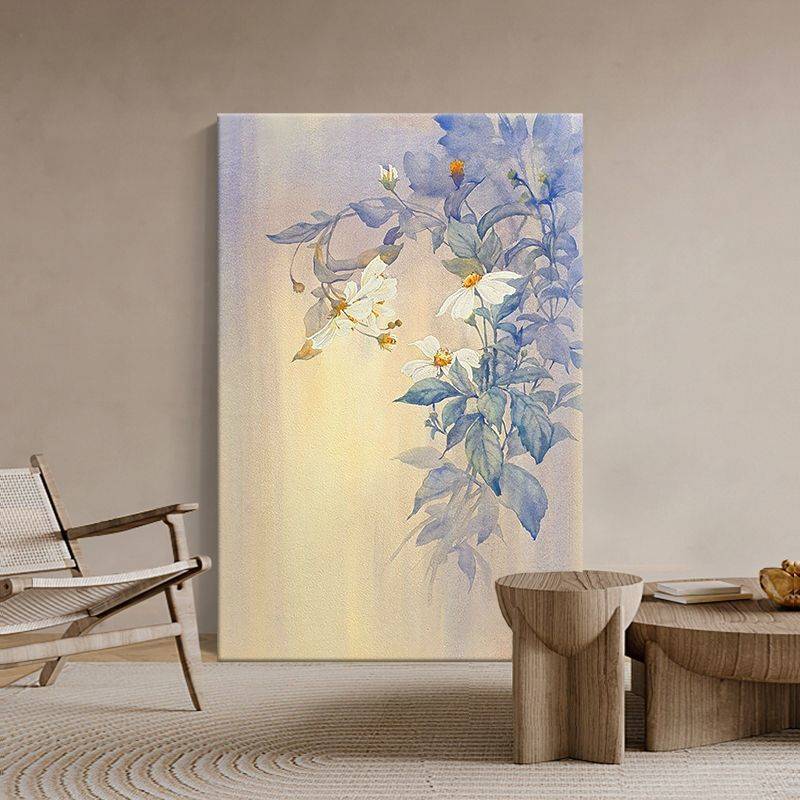 顺丰白玉兰纯手绘油画新中式玄关装饰画客厅抽象花卉紫色丙烯工笔图片