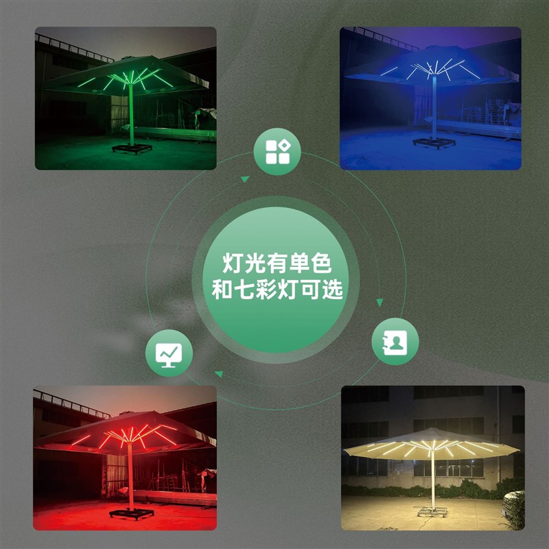 户外大型中柱遮阳伞摆摊u庭院别墅中柱伞电动彩灯伞咖啡酒吧伞
