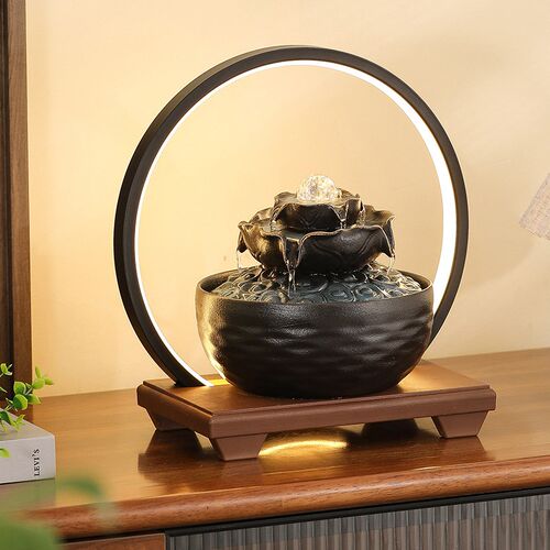 八方来财流水摆件循环水招财转运球喷泉水晶M球办公室桌面水系景