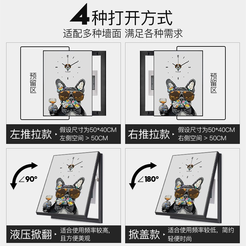 电表箱装饰画竖款时钟画卡通动A物狗狗餐厅配电箱遮挡箱带钟表挂图片