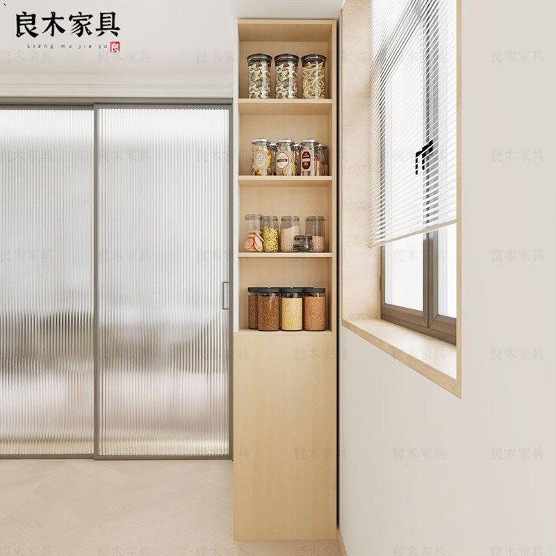 小户型可a定制夹缝转角柜电器置物厨房收纳柜高柜餐柜一体靠墙柜