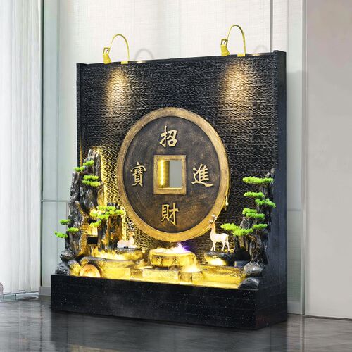 户外庭院花园别墅假山流水喷泉办公室玄关M水幕墙装饰景观落地摆