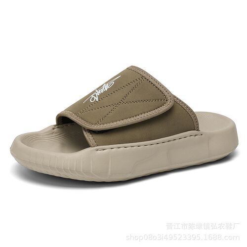 男夏季沙滩鞋f户外运动露趾凉拖新款潮流一字拖魔术贴休闲厚底拖