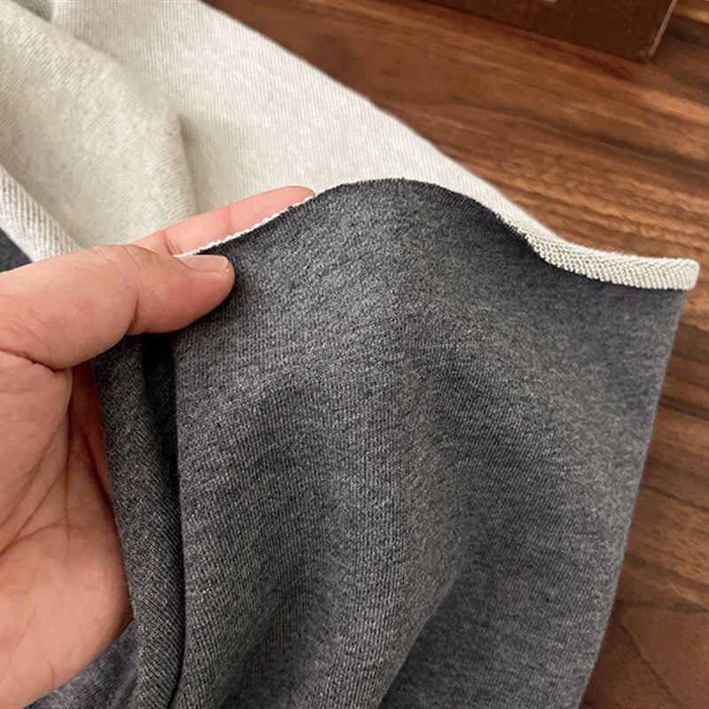 全棉毛圈布料秋季中厚藏青花灰色学生校服运动裤卫衣服装纯色面料