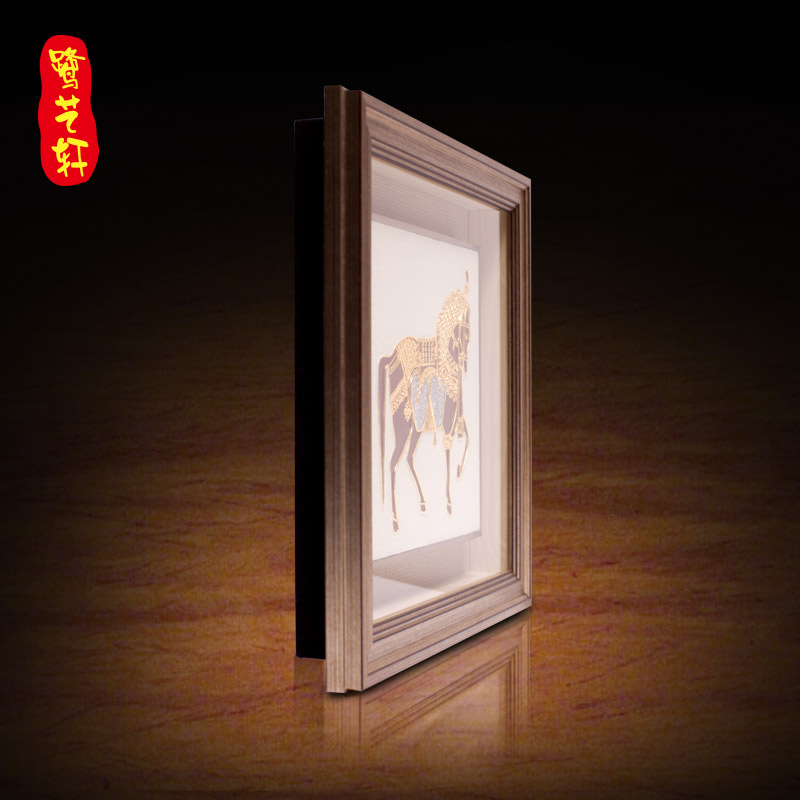 马到成功漆宝砂银框漆线雕工艺品摆件公司个O性纪念品定制商务礼
