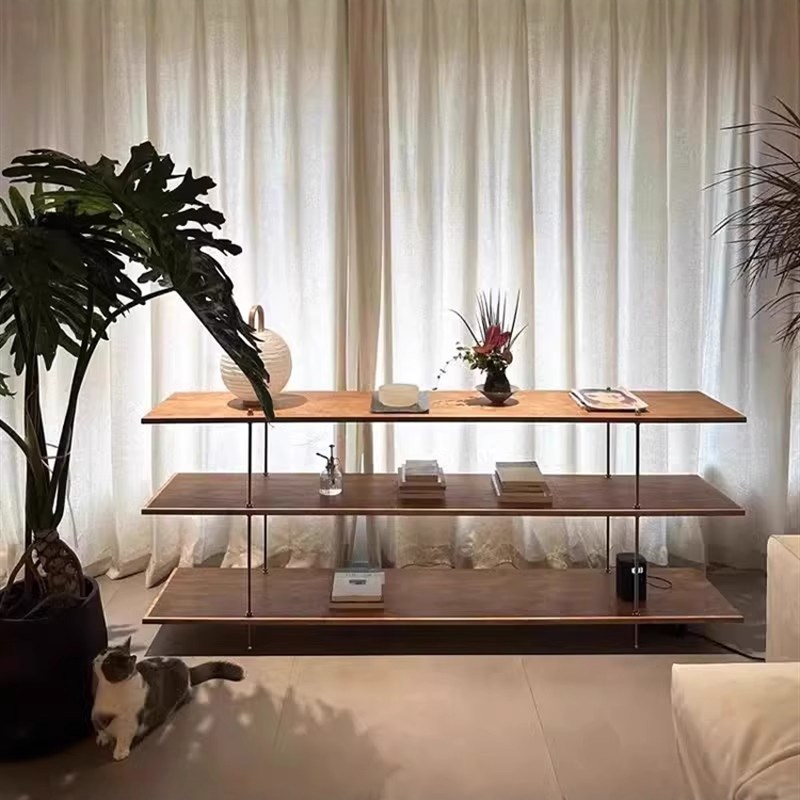 中世纪桦木船用板储物架客厅餐厅储物架多层储物架展V示架入口展