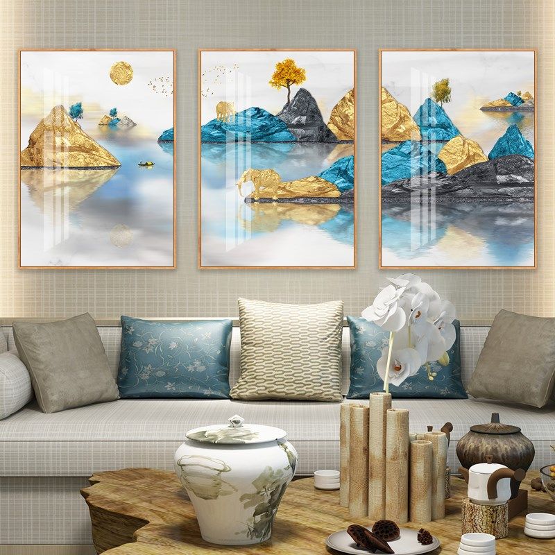 客厅装饰画沙发背景墙壁画现代简C约挂画新中式中国风墙面画卧室
