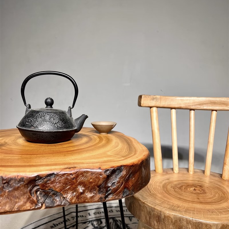 原木折叠小茶f几阳台喝茶户外便携收纳咖啡桌家用沙发边几飘窗矮