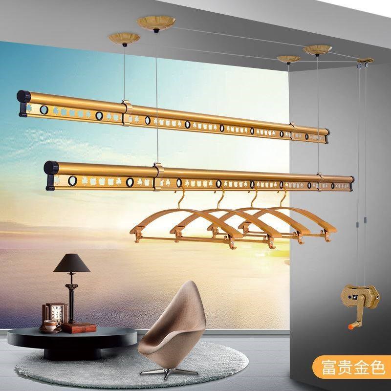 阳台晾衣架挂壁式升降小型v手摇家居加宽新型家里壁挂式晾衫架厕