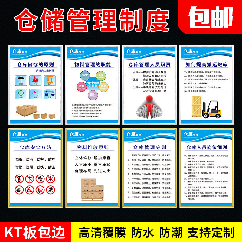 仓储车间仓库管理规范规程规章制度宣传标语员工人员岗位守则职责