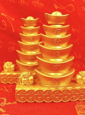 招财进宝元宝塔转转摆件斗金貔A貅铜钱家居办公室桌面装饰礼品