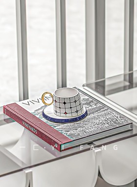 一匚简约北e欧克莱因蓝茶具杯碟摆件样板房咖啡杯下午茶集合