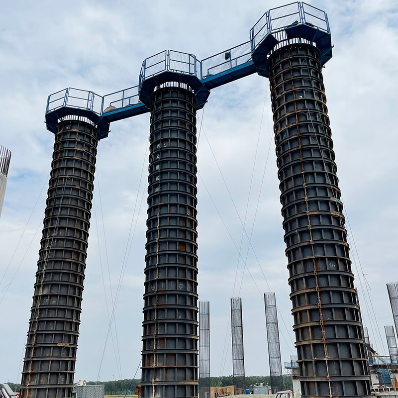 盖梁墩柱平台八角形墩柱建筑平台防护网安全爬梯梯笼桥梁盖梁施工