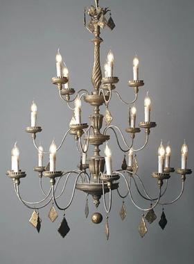 创意别美式乡村法33243式大复古墅吊楼灯客厅梯复式楼民宿酒店吊