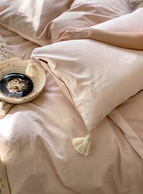 丝般轻丨美到发光10纯0支柔长~绒棉磨毛四件TYE套冬季加厚棉全棉