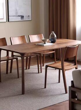 美黑胡形桃TQ-08554木餐桌长方轻奢简家约现代用全实木饭桌北原木