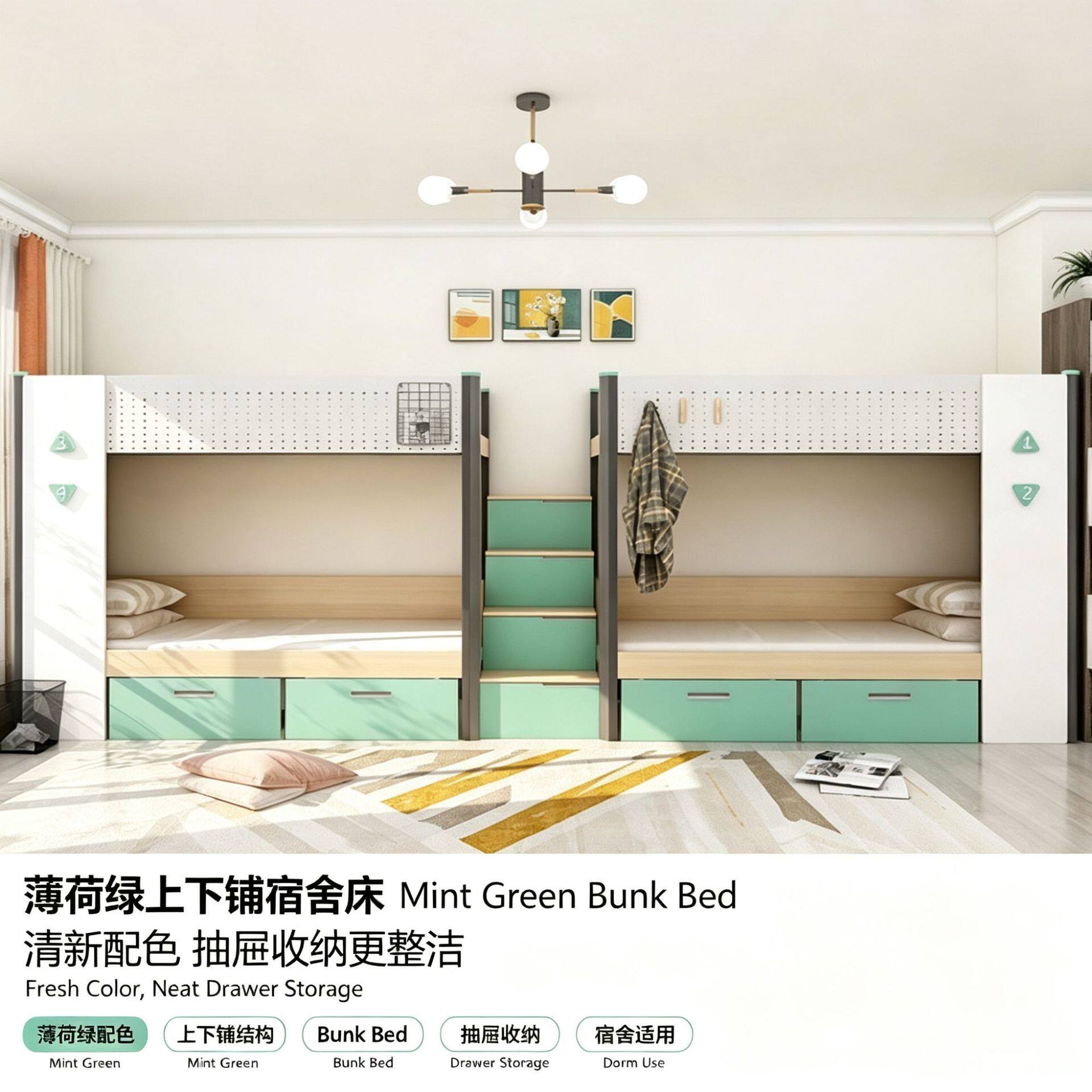 上下铺铁床公寓高低两连体步梯双层铁架床职员工人宿舍寝室上下床