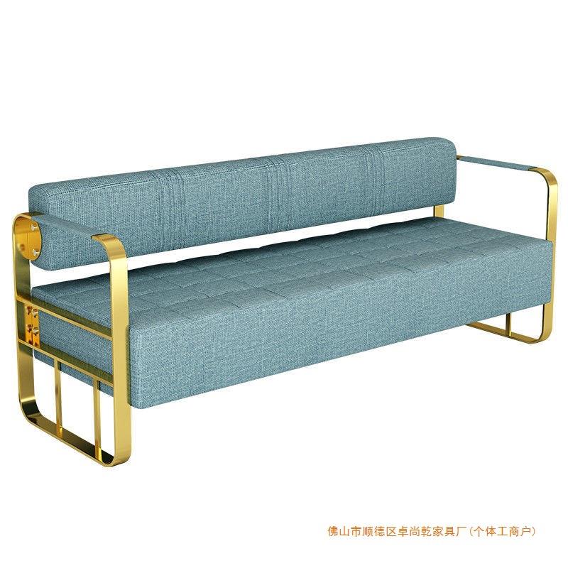 网红理发店沙发候发廊轻奢美发店休等沙息椅区不锈钢长条MSC发椅