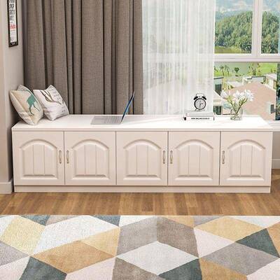 实边木飘窗柜可坐储物柜落地柜矮组榻合阳台柜卧室榻LPV米窗柜子