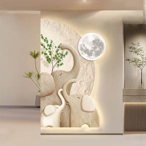 吉意入户玄关装饰画正对门le祥d发光大象挂走廊过道BHWC-202画客