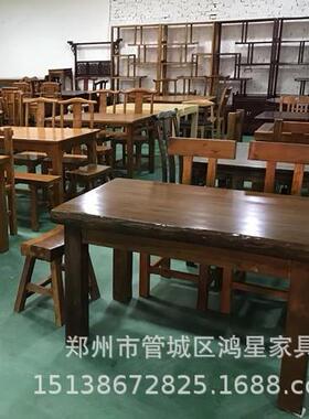 实木餐桌松木餐饭桌店餐桌椅组合小户型桌家用一15641四快餐椅面
