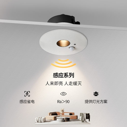 全铝防眩人体红外感应嵌入式射灯