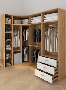 W转角子衣柜8实木现代简约收纳柜90用度拐角家卧室大SYV衣橱L型组