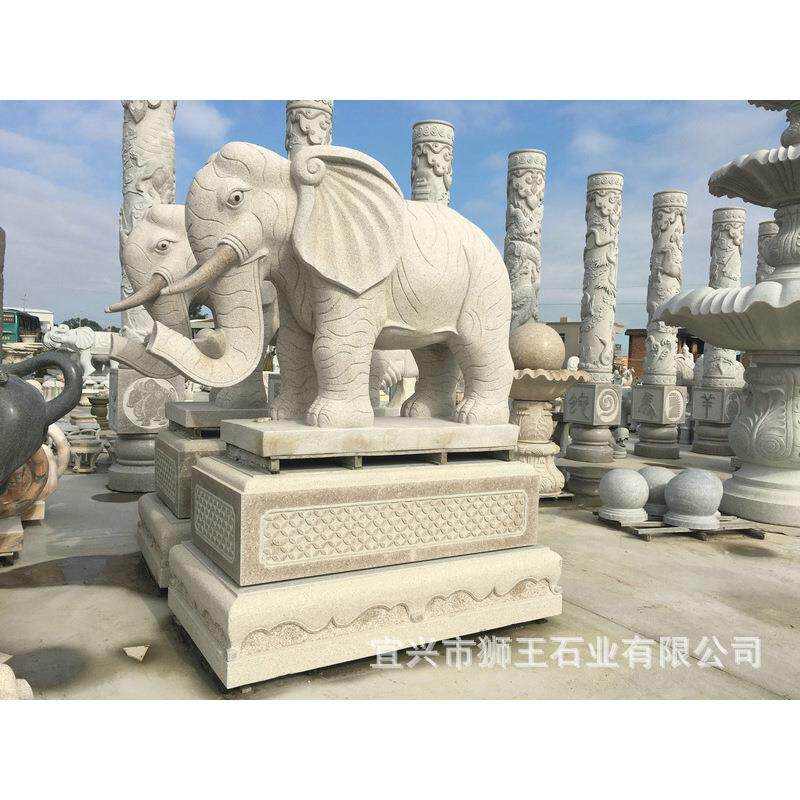 花岗岩雕大园019象林物动石雕工艺品大象户外园林摆件动物石石雕