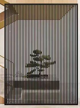 店公司大厅屏风00344隔断艺意式极简十字格子铁饰装墙酒一字格栅