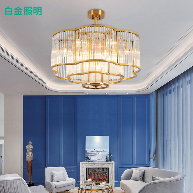 轻奢吊灯客厅玻璃灯管铁led?