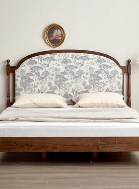 北美黑双胡桃木全实床布木樱桃木美式复古软包艺人床主卧简约OTX