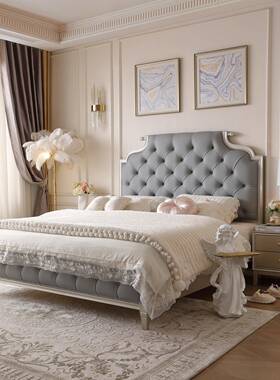 美式实木奢床18936#床+A主卧轻米床卧室软包床双人床法式高端婚床
