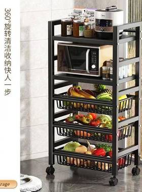 厨纳房置物架收储物滚w5S3BijM轮架特厚落加地加粗超厚多层微波炉