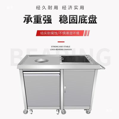 不锈收残车餐收台残残食台泔水台餐盘收餐车具垃圾桶厨房3151垃钢